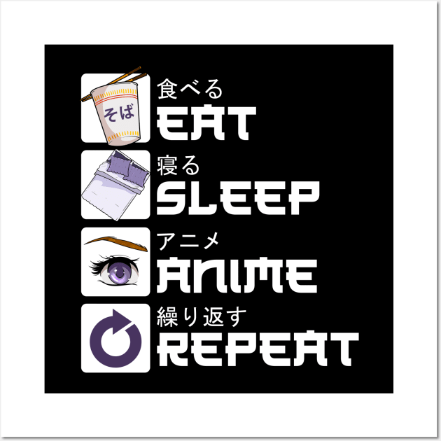 Eat Sleep Anime Repeat Manga Japanese Anime Stuff Wall Art by aneisha